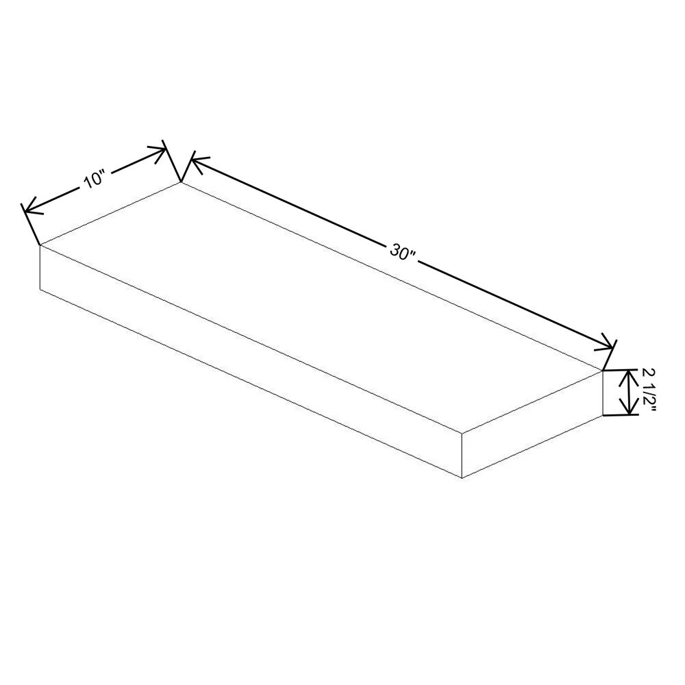 Fabuwood Allure Luna Dove Floating Shelf 30"W x 10"D x 2.5"T with LED